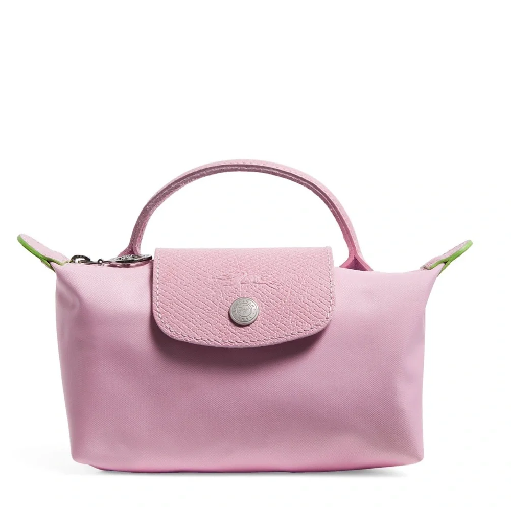 LONGCHAMP Mini Le Pliage Green Top-Handle Bag + Strap - Peony Pink *RARE* - Picture 2 of 10
